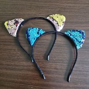 Lot of 2 Sequin Cat Ears Headbands